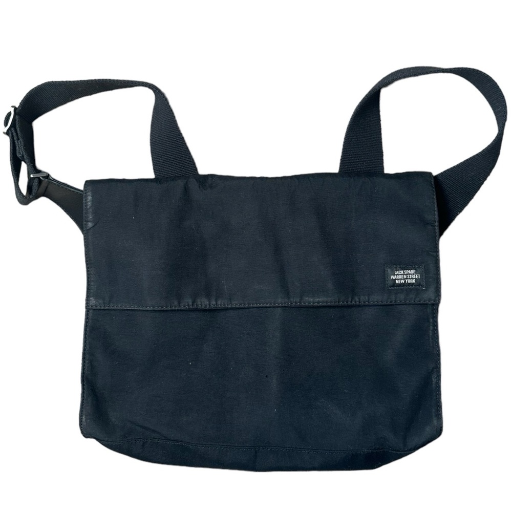 Jack Spade Men's Black Messenger Bag Leather Laptop Crossbody One Size